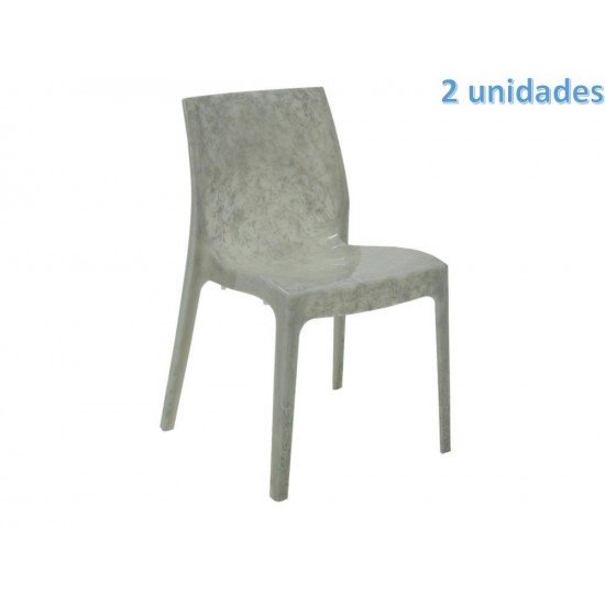KIT 2 CADEIRAS PLASTICA MONOBLOCO ALICE MADRE PEROLA ESMERALDA TRAMONTINA