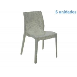 KIT 6 CADEIRAS PLASTICA MONOBLOCO ALICE MADRE PEROLA ESMERALDA TRAMONTINA