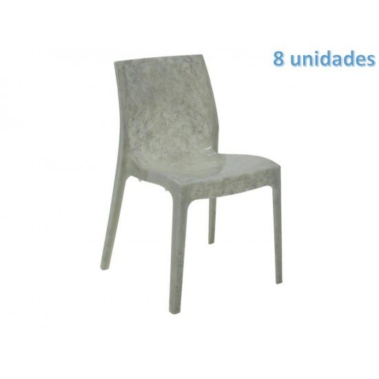 KIT 8 CADEIRAS PLASTICA MONOBLOCO ALICE MADRE PEROLA ESMERALDA TRAMONTINA