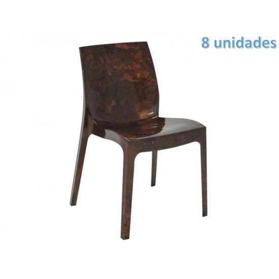 KIT 8 CADEIRAS PLASTICA MONOBLOCO ALICE MARRON MOGNO TRAMONTINA