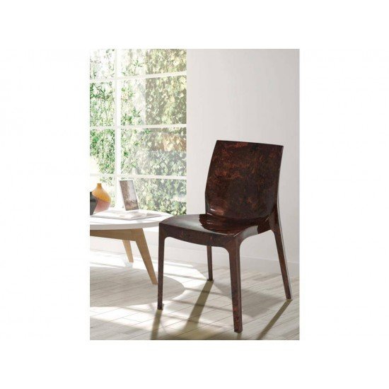 KIT 6 CADEIRAS PLASTICA MONOBLOCO ALICE MARRON MOGNO TRAMONTINA