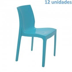KIT 12 CADEIRAS PLASTICA MONOBLOCO ALICE AZUL TRAMONTINA