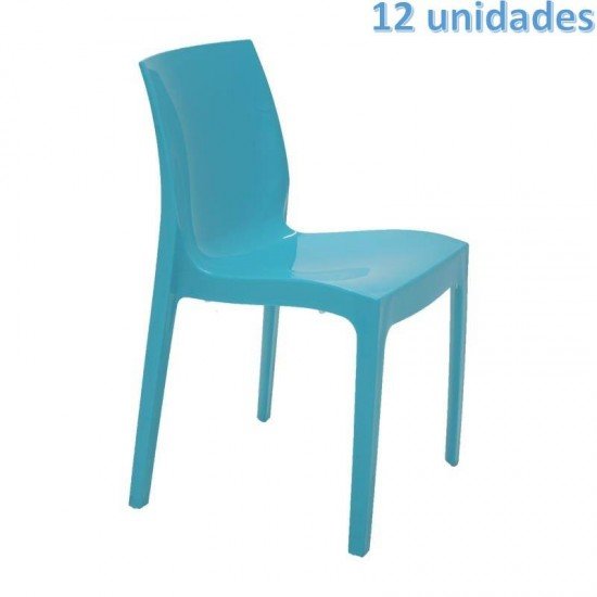 KIT 12 CADEIRAS PLASTICA MONOBLOCO ALICE AZUL TRAMONTINA