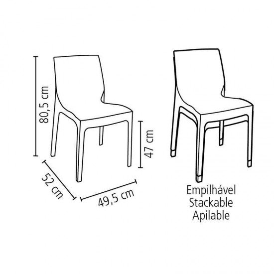 CADEIRA PLASTICA MONOBLOCO ALICE BRANCA SATINADA