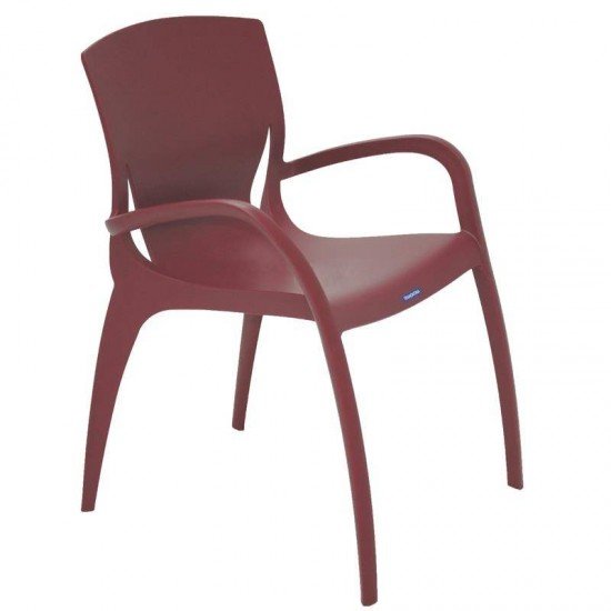 CADEIRA PLASTICA MONOBLOCO COM BRACOS CLARICE MARSALA