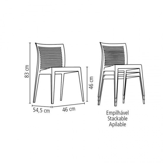 CADEIRA PLASTICA MONOBLOCO VICTORIA AMARELA ENCOSTO VAZADO HORIZONTAL