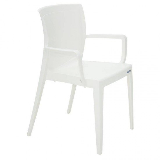 CADEIRA PLASTICA MONOBLOCO COM BRACOS VICTORIA BRANCA