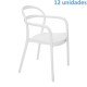 KIT 12 CADEIRAS PLASTICA MONOBLOCO COM BRACOS SISSI BRANCA TRAMONTINA