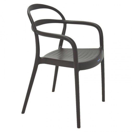 CADEIRA PLASTICA MONOBLOCO COM BRACOS SISSI MARRON