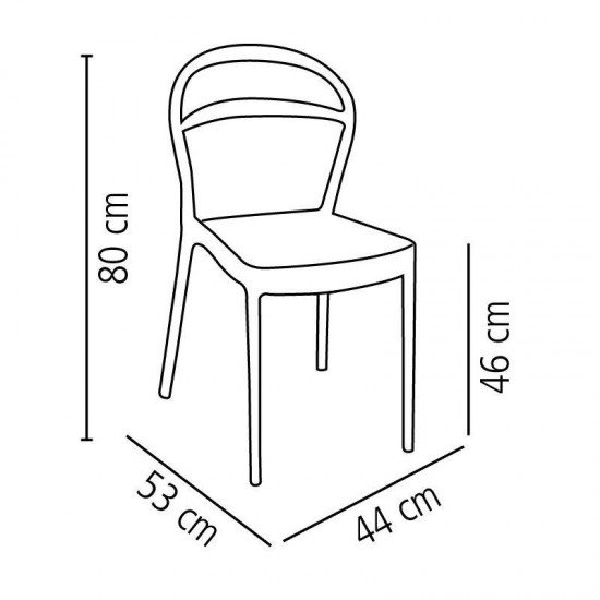 CADEIRA PLASTICA MONOBLOCO SISSI GRAFITE ENCOSTO VAZADO