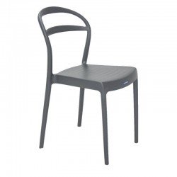 CADEIRA PLASTICA MONOBLOCO SISSI GRAFITE ENCOSTO VAZADO