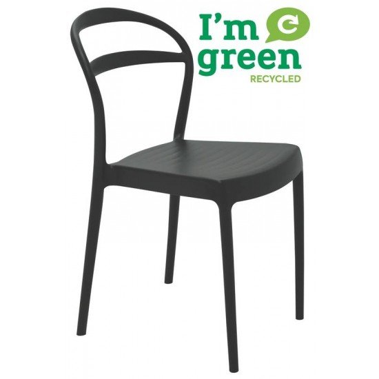 CADEIRA SISSI ENCOSTO VAZADO PRETO ECO EM POLIPROPILENO RECICLADO TRAMONTINA