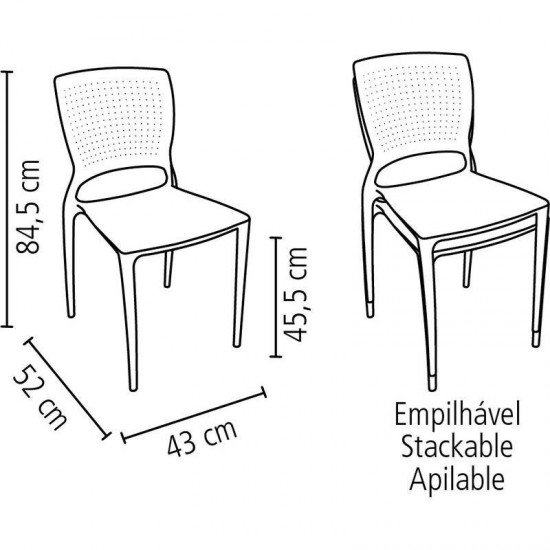 CADEIRA PLASTICA MONOBLOCO SAFIRA GRAFITE TRAMONTINA