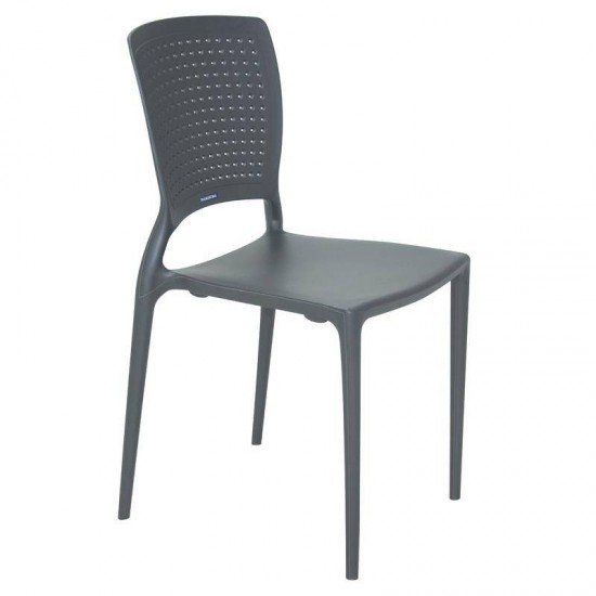 CADEIRA PLASTICA MONOBLOCO SAFIRA GRAFITE TRAMONTINA