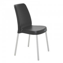 CADEIRA PLASTICA VANDA PRETA COM PERNAS DE ALUMINIO ANODIZADAS