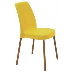 CADEIRA VANDA LINHEIRO SUMMA EM POLIPROPILENO AMARELO COM BASE EM ALUMINIO TRAMONTINA