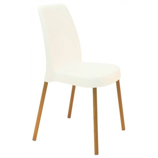 CADEIRA VANDA LINHEIRO EM POLIPROPILENO BRANCO COM BASE EM ALUMINIO TRAMONTINA