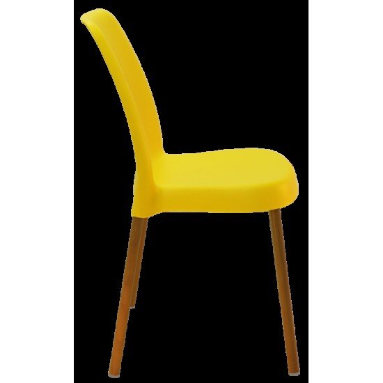 CADEIRA VANDA EM POLIPROPILENO AMARELO COM PERNAS DE ALUMÍNIO LINHEIRO TRAMONTINA