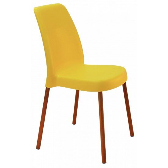 CADEIRA VANDA EM POLIPROPILENO AMARELO COM PERNAS DE ALUMÍNIO LINHEIRO TRAMONTINA