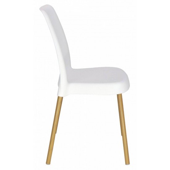 CADEIRA VANDA EM POLIPROPILENO BRANCO COM PERNAS DE ALUMÍNIO LINHEIRO TRAMONTINA