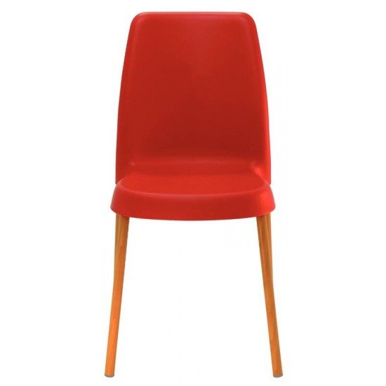 CADEIRA TRAMONTINA VANDA EM POLIPROPILENO VERMELHO COM PERNAS DE ALUMÍNIO LINHEIRO