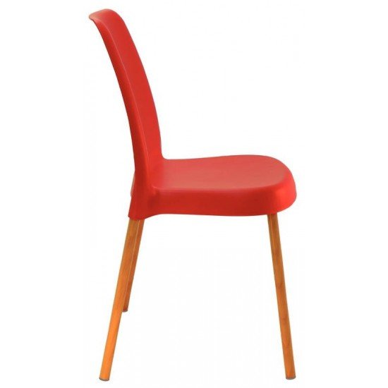 CADEIRA TRAMONTINA VANDA EM POLIPROPILENO VERMELHO COM PERNAS DE ALUMÍNIO LINHEIRO