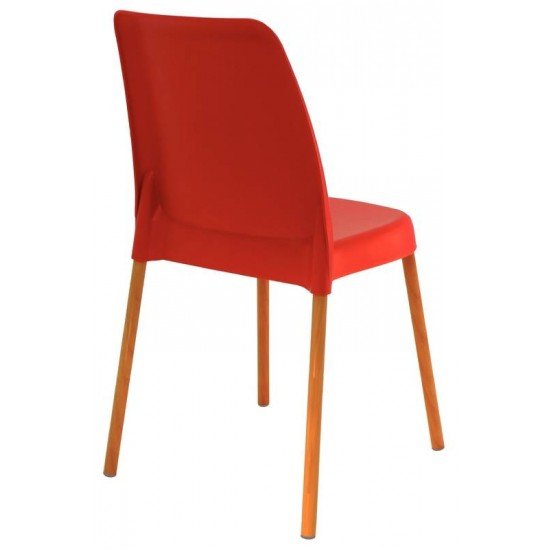 CADEIRA TRAMONTINA VANDA EM POLIPROPILENO VERMELHO COM PERNAS DE ALUMÍNIO LINHEIRO