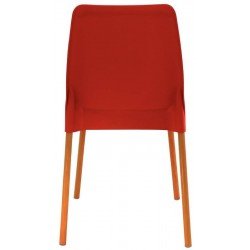 CADEIRA TRAMONTINA VANDA EM POLIPROPILENO VERMELHO COM PERNAS DE ALUMÍNIO LINHEIRO