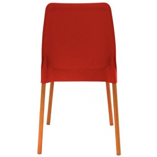 CADEIRA TRAMONTINA VANDA EM POLIPROPILENO VERMELHO COM PERNAS DE ALUMÍNIO LINHEIRO