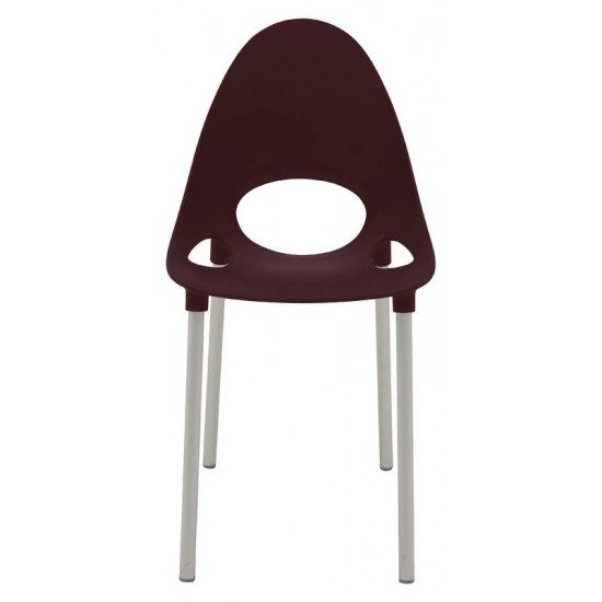 CADEIRA TRAMONTINA ELISA EM POLIPROPILENO MARROM COM PERNAS DE ALUMÍNIO ANODIZADO