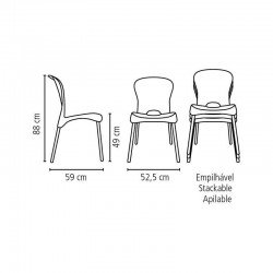 CADEIRA PLASTICA JOLIE PRETA COM PERNAS DE ALUMINIO ANODIZADAS