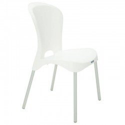 CADEIRA PLASTICA MONOBLOCO COM BRACO  JOLIE BRANCA COM PERNAS DE ALUMINIO ANODIZADAS