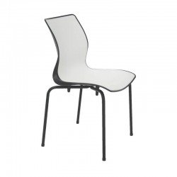 CADEIRA PLASTICA MAJA BI-COLOR PRETA E BRANCA COM PERNAS DE ACO PRETA