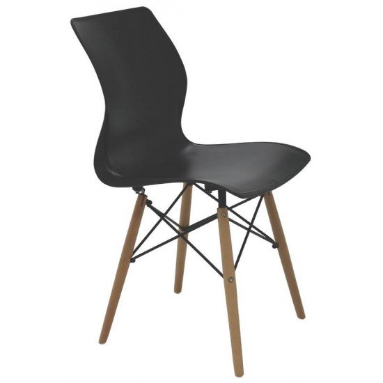 CADEIRA MAJA UNICOLOR 3D EM POLIPROPILENO PRETO COM BASE EM MADEIRA FAIA TRAMONTINA