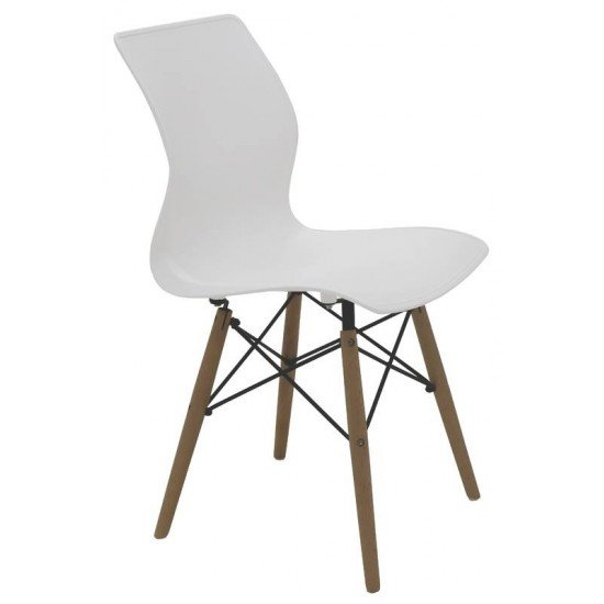 CADEIRA MAJA UNICOLOR 3D SUMMA EM POLIPROPILENO BRANCO COM BASE EM MADEIRA FAIA TRAMONTINA