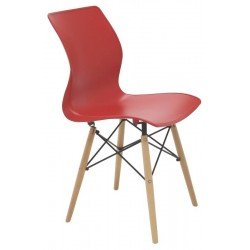 CADEIRA MAJA UNICOLOR 3D SUMMA EM POLIPROPILENO VERMELHO COM BASE EM MADEIRA FAIA TRAMONTINA