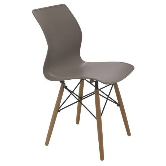 CADEIRA MAJA UNICOLOR 3D SUMMA EM POLIPROPILENO CAMURCA COM BASE EM MADEIRA FAIA TRAMONTINA