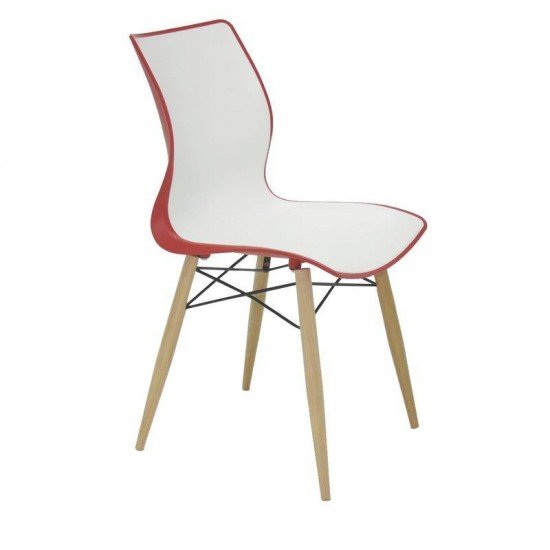 CADEIRA PLASTICA MAJA BI-COLOR VERMELHA E BRANCA COM BASE 3-D