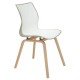 CADEIRA PLASTICA MAJA BI-COLOR CAMUR A E BRANCA COM BASE DE MADEIRA