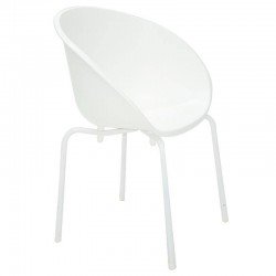 CADEIRA PLASTICA ELENA BRANCA COM PERNAS DE ACO BRANCA