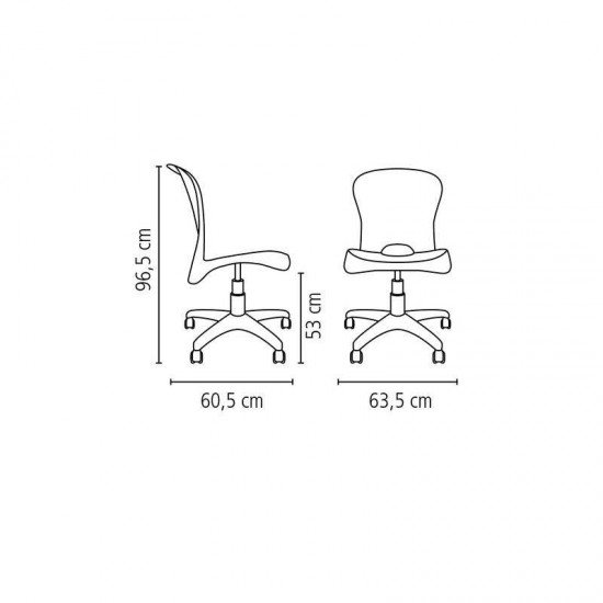 CADEIRA PLASTICA JOLIE PRETA COM RODIZIO EM NYLON