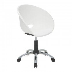 CADEIRA PLASTICA ELENA BRANCA COM RODIZIO EM ACO CROMADO