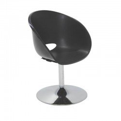 CADEIRA PLASTICA ELENA PRETA COM BASE CENTRAL EM ACO CROMADO