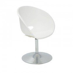 CADEIRA PLASTICA ELENA BRANCA COM BASE CENTRAL EM ACO CROMADO