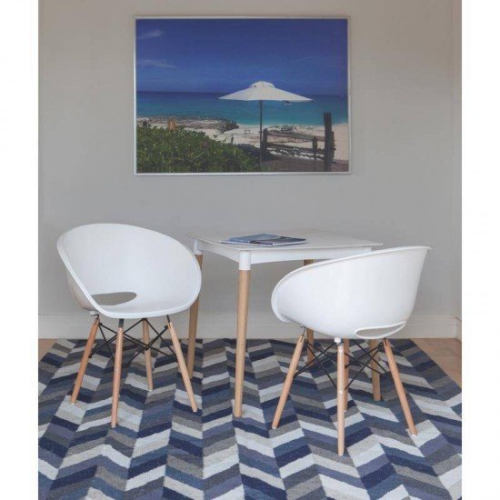 CADEIRA PLASTICA ELENA BRANCA COM BASE DE MADEIRA