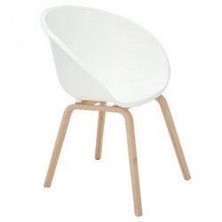 CADEIRA PLASTICA ELENA BRANCA COM BASE DE MADEIRA