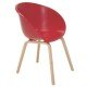 CADEIRA PLASTICA ELENA VERMELHA COM BASE DE MADEIRA