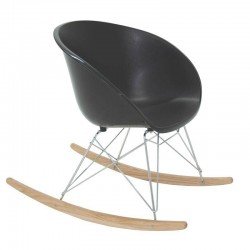 CADEIRA PLASTICA ELENA PRETA COM BASE BALAN O EM ACO E MADEIRA