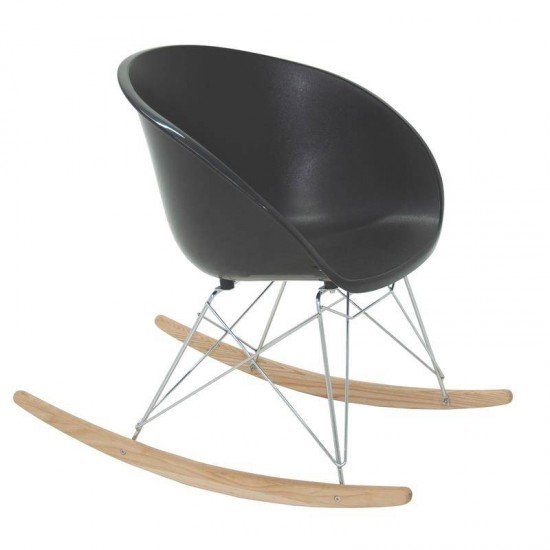 CADEIRA PLASTICA ELENA PRETA COM BASE BALAN O EM ACO E MADEIRA