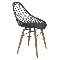CADEIRA PHILO EM POLIAMIDA COM PERNAS DE MADEIRA PRETA TRAMONTINA